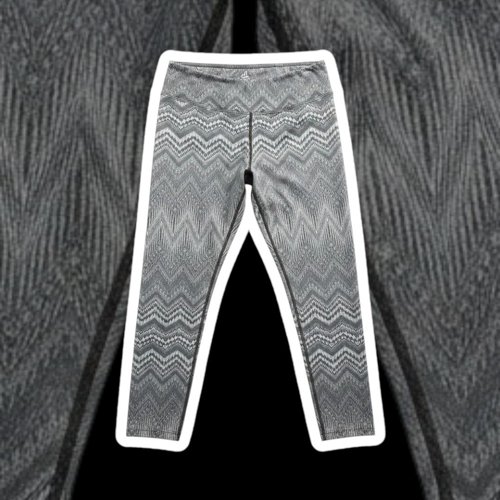 PrAna Leggings Womens Small Gray Chevron Ankle Yoga Gym Stretch Made In USA